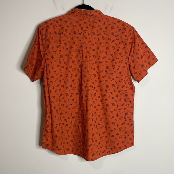 Eddie Bauer | Men's Orange Fishing Print Button Down Shirt Size Large NWT - Picture 6 of 6